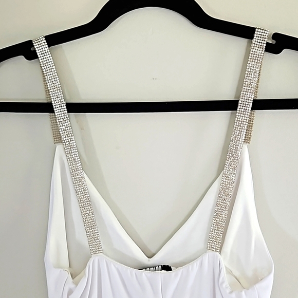 NWT Day & Night Women's White Slip Midi Dress with Rhinestones Straps Size S - Picture 5 of 12